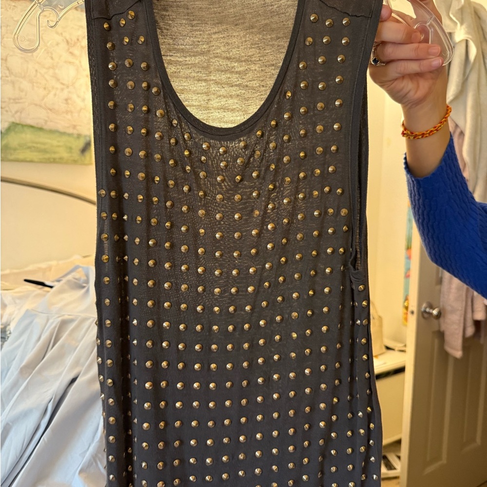 Studded Gray Sleeveless Top